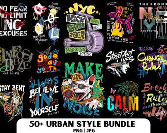 50 Urban Streetwear Designs: PNG Bundle (Digital Download)