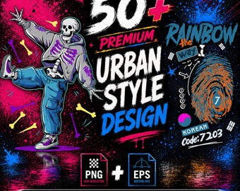 50+ Urban Streetwear T-Shirt Design Bundle, PNG Vector Graphics, Street Style Shirt Design Commercial Use Digital Download.