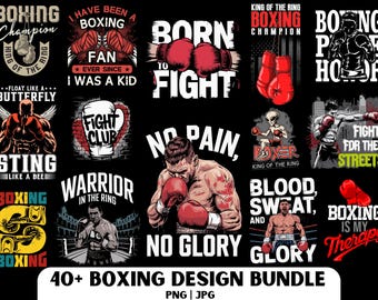 Paquete PNG de diseño de boxeo: diseños de camisetas y logotipos (descarga digital)