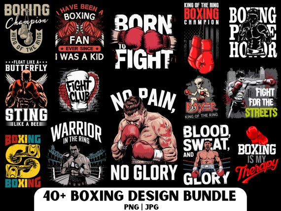 Boxing Design PNG Bundle: T-Shirt & Logo Designs (Digital Download)