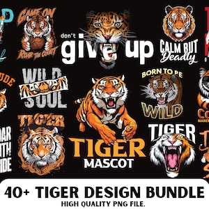 Tiger Design PNG Bundle: Roaring Tiger Clipart (Digital Download)