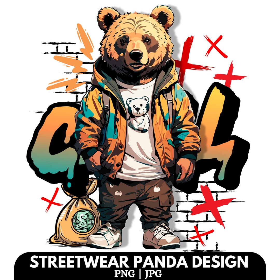 Streetwear Panda Shirt Design: Urban Style T-shirt PNG and JPG File ...