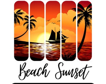 Tropical Beach Sunset PNG: Summer Vacation Design (Digital Download)
