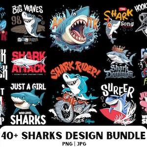 Hai PNG-Bundle, Hai PNG-Design, Haifisch-Shirt-Design, Haifisch-Liebhaber, Angeln PNG Design, Haifisch-T-Shirt Design Digitaler Download, Haifisch-Shirt.