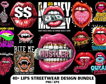 Streetwear Lips Design: Street Style Shirt PNG and EPS File (Digital Download)