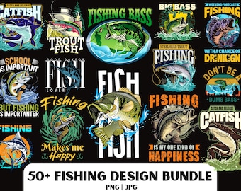 Fishing PNG Bundle: 50+ Fisherman Designs (Digital Download)