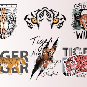 Tiger Design PNG-paket: Rytande tiger Clipart (digital nedladdning) bild 2