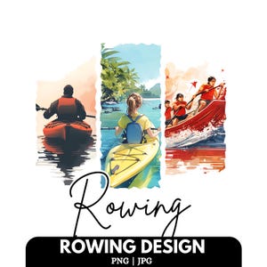 Rowing PNG Design: Water Sports Clipart (Digital Download