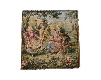 シノワズリタペストリーロココ調装飾、アンティークテキスタイル鳥壁