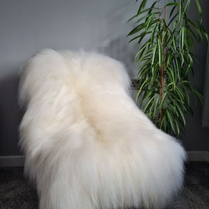 Genuine Sheepskin Rug Icelandic Sheep Skin Luxe Animal Hide Rug, Single Pelt Ivory White Fur Rug 2 x 3 feet Floor Mat XL