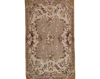 Antique Handmade Floral Needle Point Tapestry Wall Hanging Vintage Needlework Rug Style Decor Christmas Gift