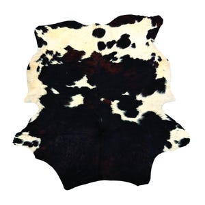 Authentic Cowhide Rug 7x7 ft, Tricolor Cow Skin, Farmhouse Living Room Rug