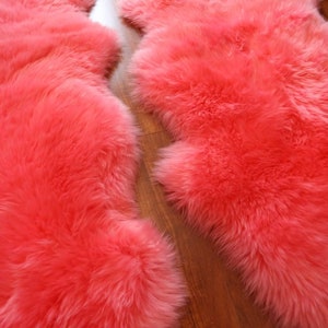 Genuine Sheepskin Rug Pink Sheep Fur Double Pelt 2x6 Ft - Etsy