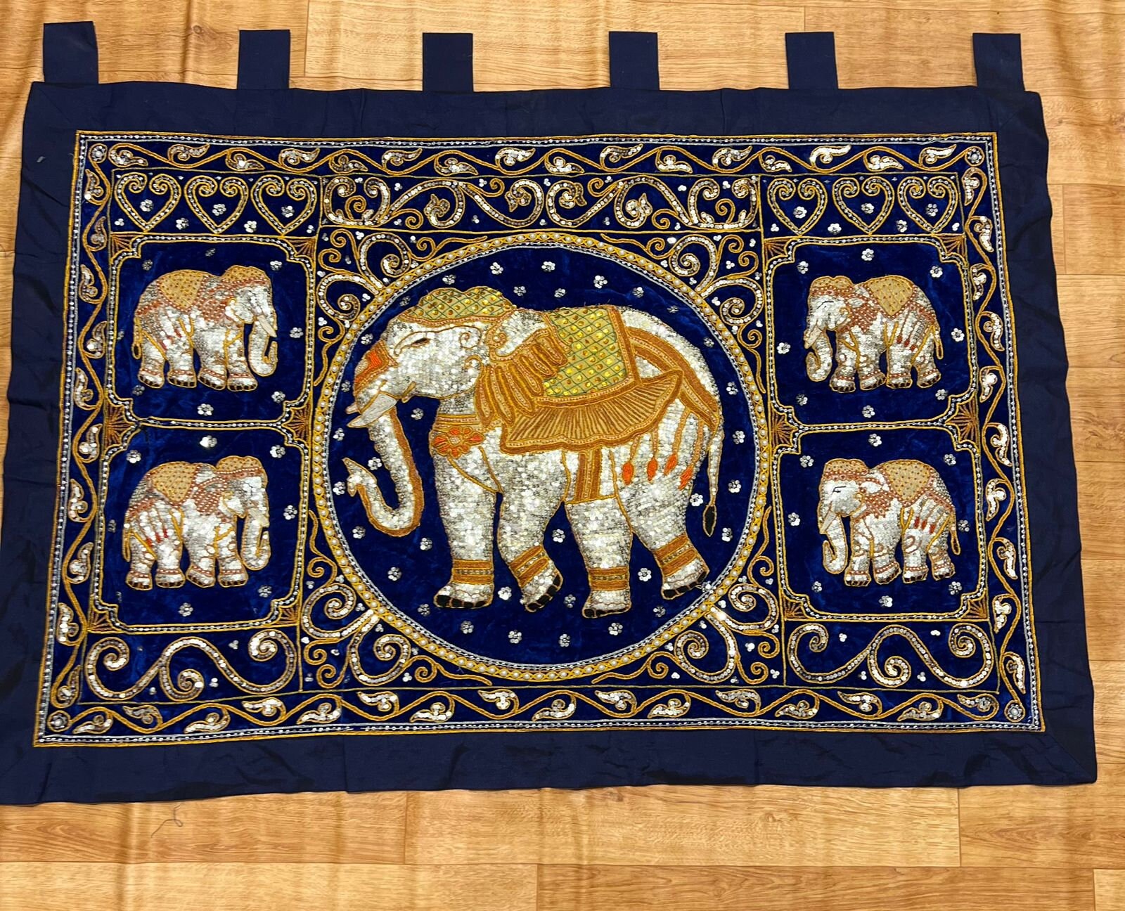Vintage Wall Hanging Elephant, Bead Work Embroidered  display picture 3