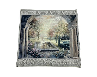 Handmade Antique French Tapestry, Woven Wall Hanging, European Medieval Wall Decor, Vintage Garden Art, Large Estate Home Decor