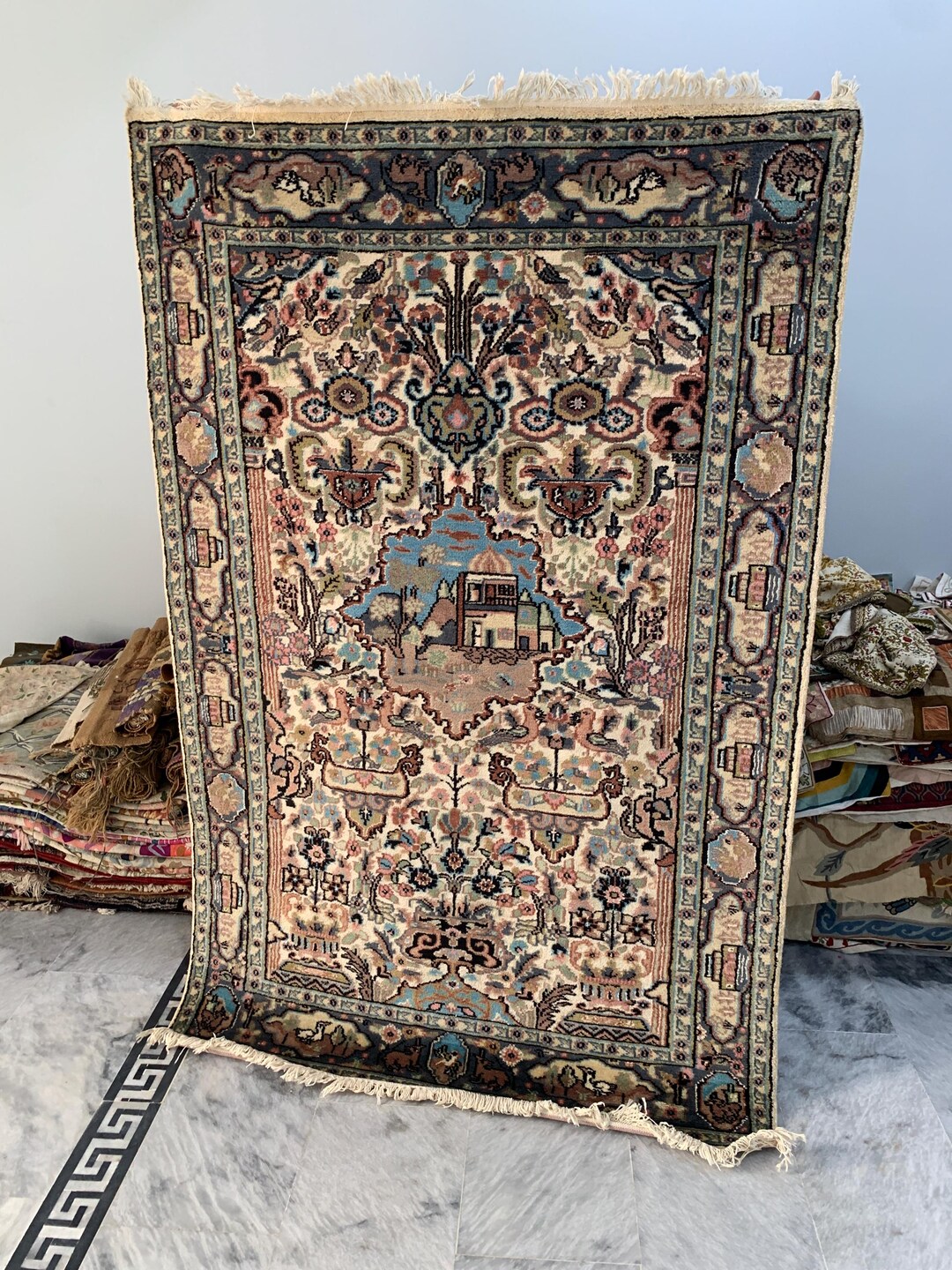 Handmade Pakistani Rug – Persian Hunting Scene Style | Silk & Wool ...