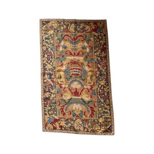 Antique Handmade French-Aubusson Style Tapestry, 4.11x2.11 ft Wall Hanging Vintage European Decor | Baroque Wall Art | Collector&#39;s Textile