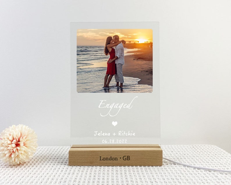 Engagement Gifts for Couple Personalized Engaged Gifts for Couple Engagement Frame Custom Gift Anniversary Birthday Wedding Gifts image 5