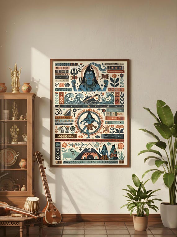 Lord Shiva Art Print | Nataraja Cosmic Dance, Indian Folk Art (Digital Download)
