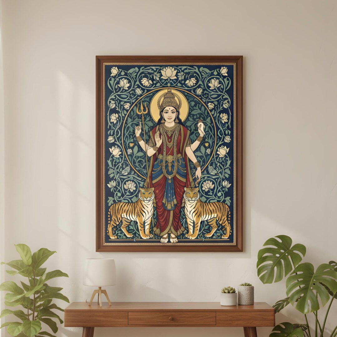 Goddess Parvati Art Print | Art Nouveau Style Wallpaper Pattern | Hindu ...