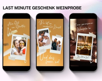 Last Minute Geschenk Weinprobe für Freundin - digitaler Gutschein zum Versenden per WhatsApp mit dem Handy - Geburtstag Geschenk Vorlage
