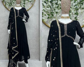 Black Anarkali,Bohemian,Occasional,Hand Block Printed,Ethical Fashion,Handcrafted,Panelled