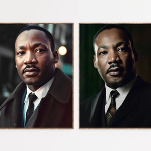Dúo de retratos inspiradores de Martin Luther King Jr., arte motivacional, arte de pared de éxito, decoración de pared motivacional, arte de pared imprimible digital