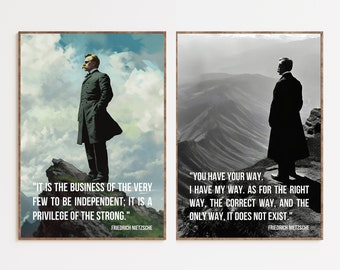 Friedrich Nietzsche Inspirational Quote Duo, Motivational Quote, Success Wall Art, Motivational Wall Decor, Digital Printable Wall Art