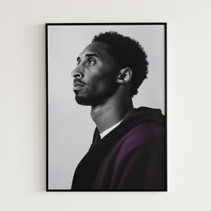 Kobe Bryant Poster, Basketball Printable Wall Art, Black Memba, NBA Poster, Sports Wall Art, Man Cave Gift, Portrait Kobe Fan Gift For Him