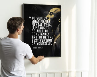 Kobe Bryant Poster Inspirational Quote NBA Wall Art NBA Legend LA Lakers  Wall Decor Basketball Gift for Him 