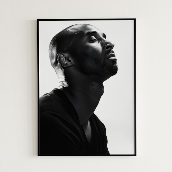 Kobe Bryant Poster, Basketball Printable Wall Art, Black Memba Portrait, NBA Poster, Sports Wall Art, Man Cave Gift, Kobe Fan Gift For Him