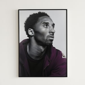 Kobe Bryant Poster, Basketball Printable Wall Art, Portrait, Black Memba, NBA Poster, Sports Wall Art, Man Cave Gift, Kobe Fan, Gift For Him