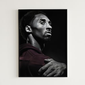 Kobe Bryant Poster, Basketball Printable Wall Art, Portrait, Black Memba, NBA Poster, Sports Wall Art, Man Cave Gift, Kobe Fan Gift For Him
