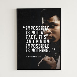 Muhammad Ali Poster Man Cave Boxing Gift For Him Muhammad Ali Printable Wall Art Grunge Quote &quot;Impossible Is Nothing&quot;