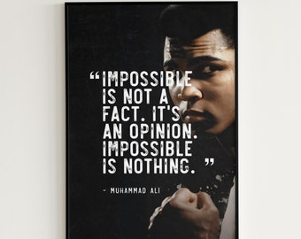 Muhammad Ali Poster Man Cave Boxing Gift For Him Muhammad Ali Printable Wall Art Grunge Quote "Impossible Is Nothing"
