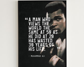 Muhammad Ali Poster Man Cave Boxing Gift For Him Muhammad Ali Printable Wall Art Grunge Quote "If My Mind Can Conceive It"