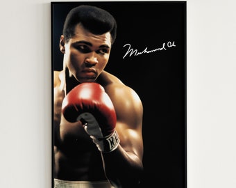 Muhammad Ali Poster Man Cave Boxing Gift For Him Muhammad Ali Printable Wall Art Signature
