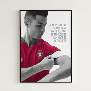 Cristiano Ronaldo Poster Soccer Jersey Portugal CR7 Poster Football Quote Ronaldo Wall Art Sports Art Soccer Fan Gift For Him &quot;My Success&quot;