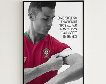 Cristiano Ronaldo Poster Soccer Jersey Portugal CR7 Poster Football Quote Ronaldo Wall Art Sports Art Soccer Fan Gift For Him "My Success"