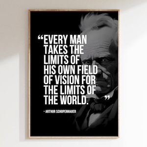 Poster con citazione ispiratrice di Arthur Schopenhauer / Stampa digitale ad alta risoluzione / Dimensioni multiple / Arte filosofica da parete
