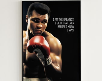 Muhammad Ali Poster Man Cave Boxing Gift For Him Muhammad Ali Printable Wall Art Quote "I Am The Greatest. I Said That Before I Knew I Was."