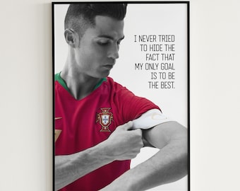 Cristiano Ronaldo Poster Soccer Jersey Portugal CR7 Poster Football Quote Ronaldo Wall Art Sports Art Soccer Fan Gift For Him "Be The Best"