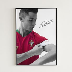 Cristiano Ronaldo Poster Soccer Jersey Portugal CR7 Poster Football Cristiano Ronaldo Wall Art Sports Art Soccer Fan Gift For Him Signature
