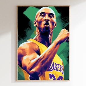 Kobe Bryant Poster Painting, Inspirational Wall Art,  Basketball Legend Wall Decor, Printable Art Posters, Lakers Fan Art