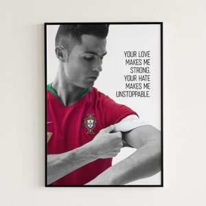 Cristiano Ronaldo Poster Soccer Jersey Portugal CR7 Poster Football Quote Ronaldo Wall Art Sports Art Soccer Fan Gift For Him &quot;Unstoppable&quot;