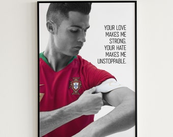 Cristiano Ronaldo Poster Soccer Jersey Portugal CR7 Poster Football Quote Ronaldo Wall Art Sports Art Soccer Fan Gift For Him "Unstoppable"