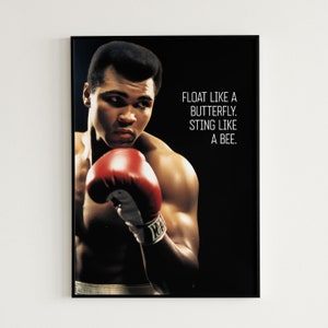 Muhammad Ali Poster Man Cave Boxing Gift For Him Muhammad Ali Printable Wall Art Quote &quot;Float Like A Butterfly. Sting Like A Bee.&quot;