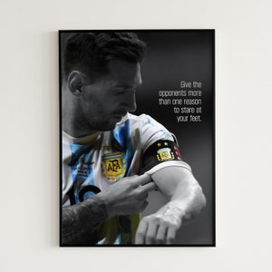 Lionel Messi Poster Soccer Jersey Argentina Poster Football Quote Messi Wall Art Black and White Soccer Gift For Him &quot;Stare At Your Feet&quot;