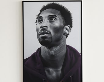 Kobe Bryant Poster, Basketball druckbare Wandkunst, Porträt, schwarzes Memba, NBA Poster, Sportwandkunst, Kobe Fan Geschenk, Manneshöhle Geschenk für ihn