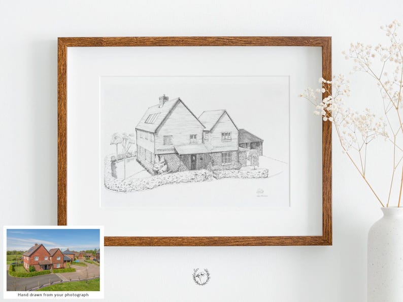 Custom House Portrait Sketch, Pen and Ink Illustration, New Home Gift ...